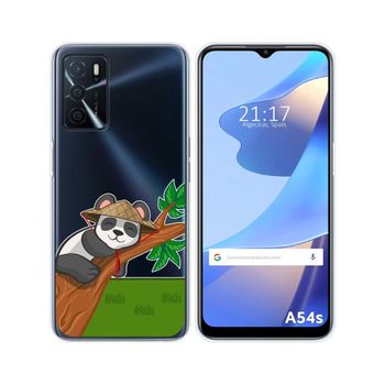 Funda Silicona Transparente Para Oppo A54s Diseño Panda Dibujos