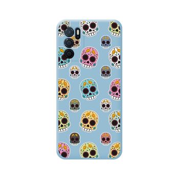 Funda Silicona Líquida Azul Para Oppo A54s Diseño Catrina Dibujos