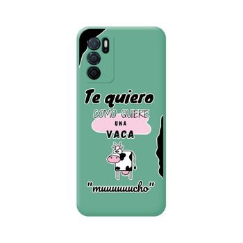 Funda Silicona Líquida Verde Para Oppo A54s Diseño Vaca Dibujos