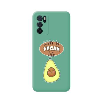 Funda Silicona Líquida Verde Para Oppo A54s Diseño Vegan Life Dibujos