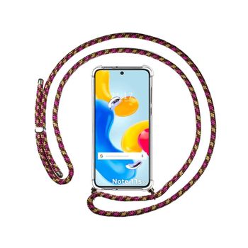 Funda Colgante Transparente Para Xiaomi Redmi Note 11s 5g Con Cordon Rosa/dorado