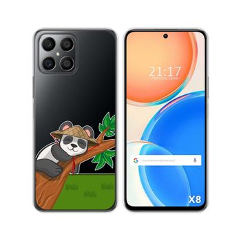 Funda Silicona Transparente Para Huawei Honor X8 Diseño Panda Dibujos