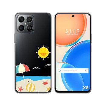 Funda Silicona Transparente Para Huawei Honor X8 Diseño Playa Dibujos