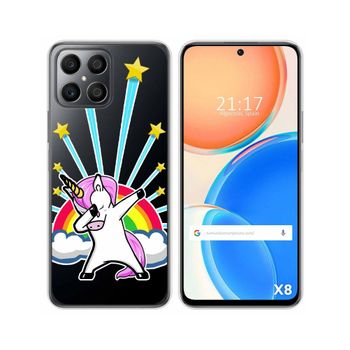 Funda Silicona Transparente Para Huawei Honor X8 Diseño Unicornio Dibujos