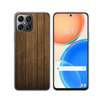 Funda Silicona Para Huawei Honor X8 Diseño Madera Dibujos