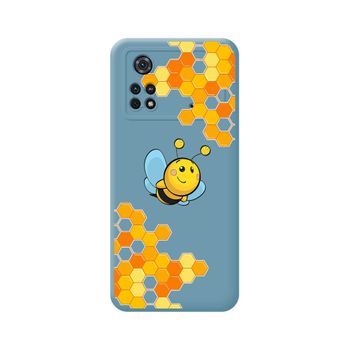 Funda Silicona Líquida Azul Para Xiaomi Poco M4 Pro 4g Diseño Abeja Dibujos