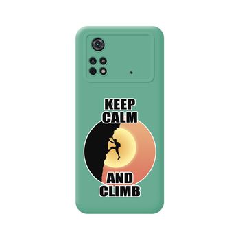 Funda Silicona Líquida Verde Para Xiaomi Poco M4 Pro 4g Diseño Hombre Escalada Dibujos