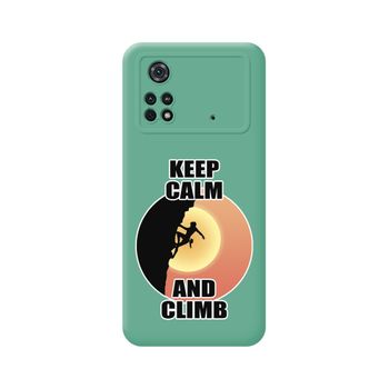 Funda Silicona Líquida Verde Para Xiaomi Poco M4 Pro 4g Diseño Mujer Escalada Dibujos