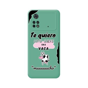 Funda Silicona Líquida Verde Para Xiaomi Poco M4 Pro 4g Diseño Vaca Dibujos