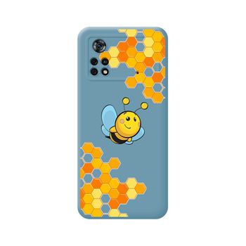 Funda Silicona Líquida Azul Para Xiaomi Poco X4 Pro 5g Diseño Abeja Dibujos