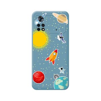 Funda Silicona Líquida Azul Para Xiaomi Poco X4 Pro 5g Diseño Espacio Dibujos