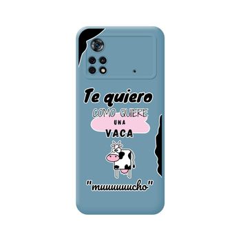 Funda Silicona Líquida Azul Para Xiaomi Poco X4 Pro 5g Diseño Vaca Dibujos