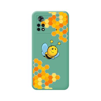 Funda Silicona Líquida Verde Para Xiaomi Poco X4 Pro 5g Diseño Abeja Dibujos