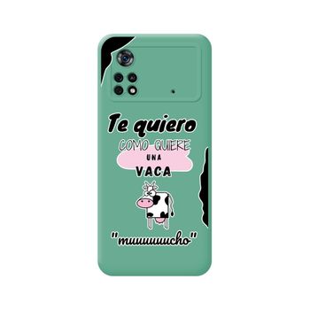 Funda Silicona Líquida Verde Para Xiaomi Poco X4 Pro 5g Diseño Vaca Dibujos