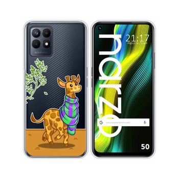 Funda Silicona Transparente Para Realme Narzo 50 Diseño Jirafa Dibujos