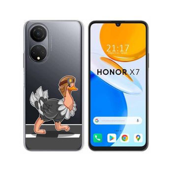 Funda Silicona Transparente Para Huawei Honor X7 Diseño Avestruz Dibujos