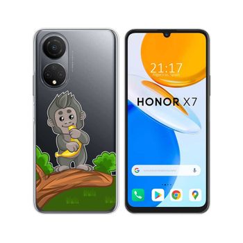 Funda Silicona Transparente Para Huawei Honor X7 Diseño Mono Dibujos