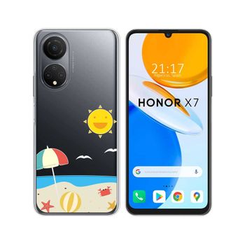 Funda Silicona Transparente Para Huawei Honor X7 Diseño Playa Dibujos