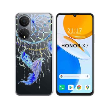 Funda Silicona Transparente Para Huawei Honor X7 Diseño Plumas Dibujos