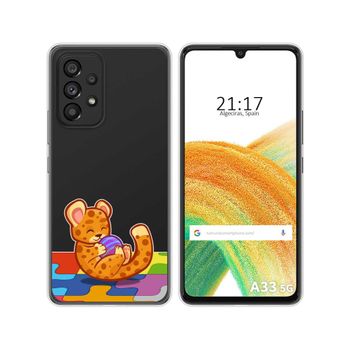 Funda Silicona Transparente Para Samsung Galaxy A33 5g Diseño Leopardo Dibujos