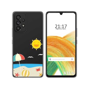 Funda Silicona Transparente Para Samsung Galaxy A33 5g Diseño Playa Dibujos