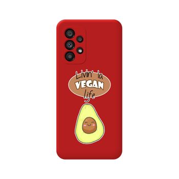 Funda Silicona Líquida Roja Para Samsung Galaxy A33 5g Diseño Vegan Life Dibujos