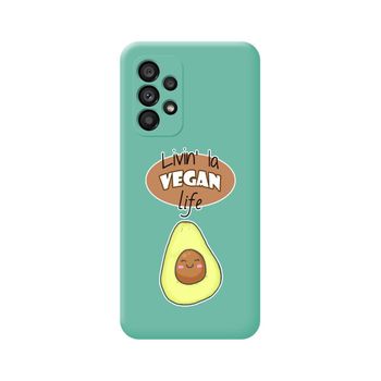 Funda Silicona Líquida Verde Para Samsung Galaxy A33 5g Diseño Vegan Life Dibujos