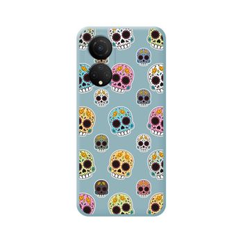 Funda Silicona Líquida Azul Para Huawei Honor X7 Diseño Catrina Dibujos