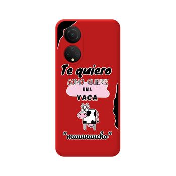 Funda Silicona Líquida Roja Para Huawei Honor X7 Diseño Vaca Dibujos