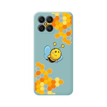 Funda Silicona Líquida Azul Para Huawei Honor X8 Diseño Abeja Dibujos