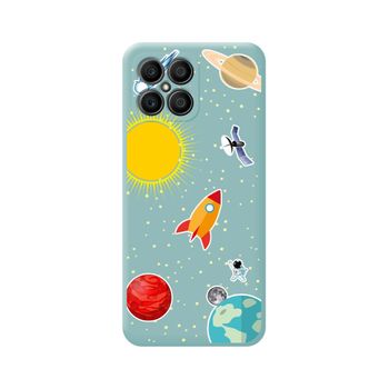 Funda Silicona Líquida Azul Para Huawei Honor X8 Diseño Espacio Dibujos