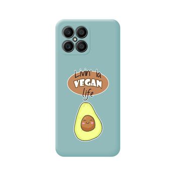 Funda Silicona Líquida Azul Para Huawei Honor X8 Diseño Vegan Life Dibujos