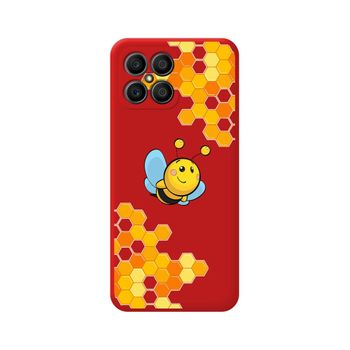 Funda Silicona Líquida Roja Para Huawei Honor X8 Diseño Abeja Dibujos