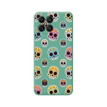 Funda Silicona Líquida Verde Para Huawei Honor X8 Diseño Catrina Dibujos