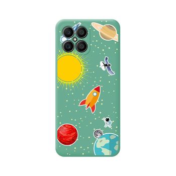 Funda Silicona Líquida Verde Para Huawei Honor X8 Diseño Espacio Dibujos