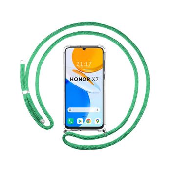 Funda Colgante Transparente Para Huawei Honor X7 Con Cordon Verde Agua