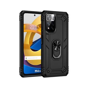 Funda Tough Armor Con Anillo Giratorio Negra Para Xiaomi Poco M4 Pro 5g