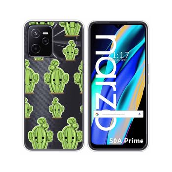 Funda Silicona Transparente Para Realme Narzo 50a Prime Diseño Cactus Dibujos