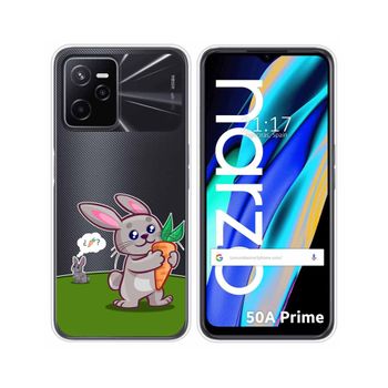 Funda Silicona Transparente Para Realme Narzo 50a Prime Diseño Conejo Dibujos