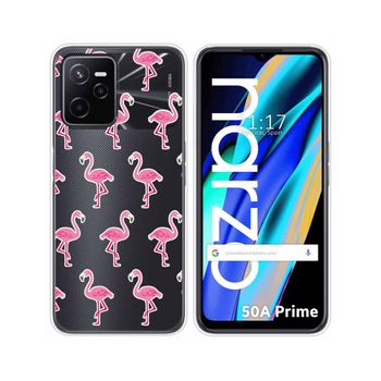 Funda Silicona Transparente Para Realme Narzo 50a Prime Diseño Flamenco Dibujos