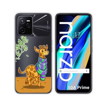 Funda Silicona Transparente Para Realme Narzo 50a Prime Diseño Jirafa Dibujos