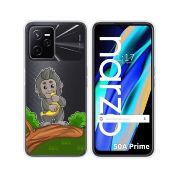 Funda Silicona Transparente Para Realme Narzo 50a Prime Diseño Mono Dibujos