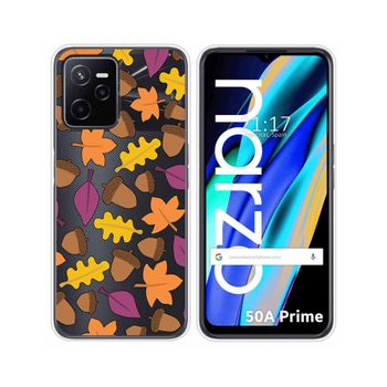 Funda Silicona Transparente Para Realme Narzo 50a Prime Diseño Otoño Dibujos