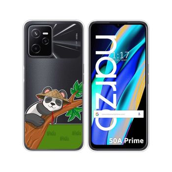 Funda Silicona Transparente Para Realme Narzo 50a Prime Diseño Panda Dibujos