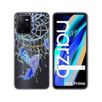 Funda Silicona Transparente Para Realme Narzo 50a Prime Diseño Plumas Dibujos