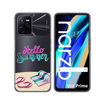 Funda Silicona Transparente Para Realme Narzo 50a Prime Diseño Summer Dibujos