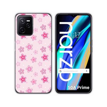 Funda Silicona Para Realme Narzo 50a Prime Diseño Flores Dibujos