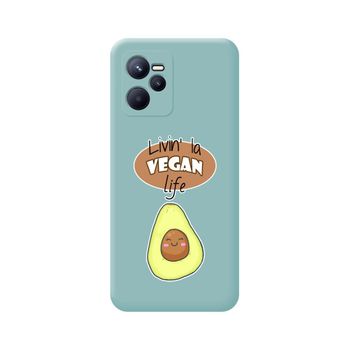 Funda Silicona Líquida Azul Para Realme Narzo 50a Prime Diseño Vegan Life Dibujos