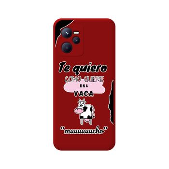 Funda Silicona Líquida Roja Para Realme Narzo 50a Prime Diseño Vaca Dibujos