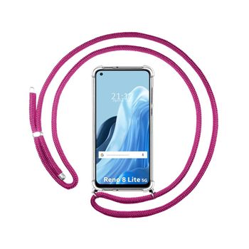 Funda Colgante Transparente Para Oppo Reno 8 Lite 5g Con Cordon Rosa Fucsia